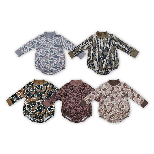 Sibling Baby Boys Girls Camo Choker Long Sleeve Romper