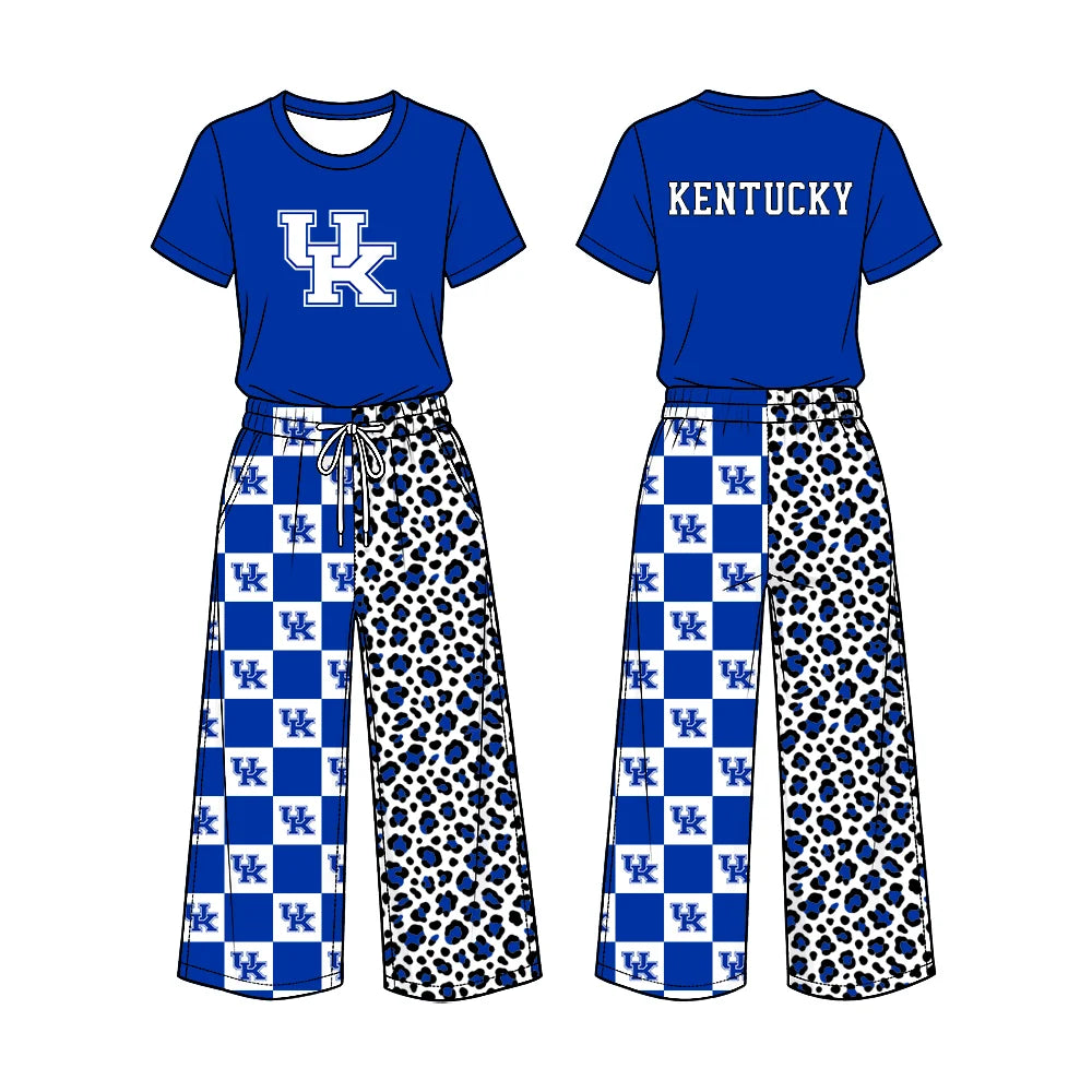 Preorder( 5  MOQ) Baby Girls Sport Team UK Short Sleeve Top Checker Leopard Pants Outfit