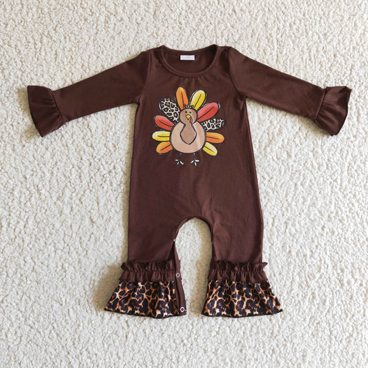 (Promotion)6 A2-6 Baby girls Turkey Vinyl Thanksgiving romper