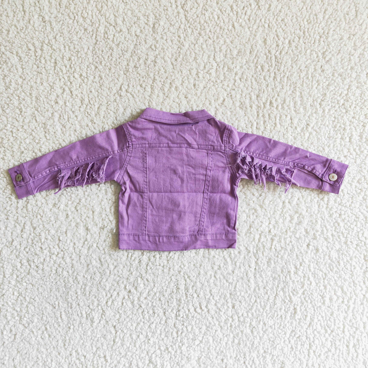 6 A32-19 Purple Tassel Denim Jackets Girls Fall Button Up Jeans Coat