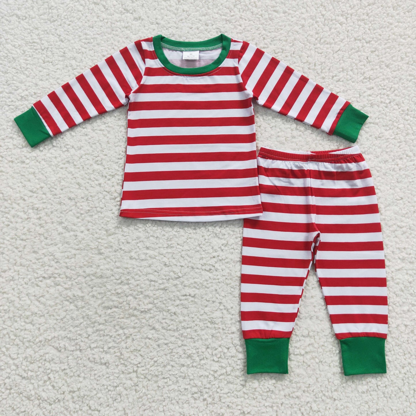 6 A8-16 Red Stripes Print Boys Christmas Pajamas Clothes Set