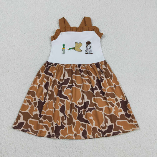 Baby Girls Hunting Mallard Duck Dog Camo Strap Knee Length Dress