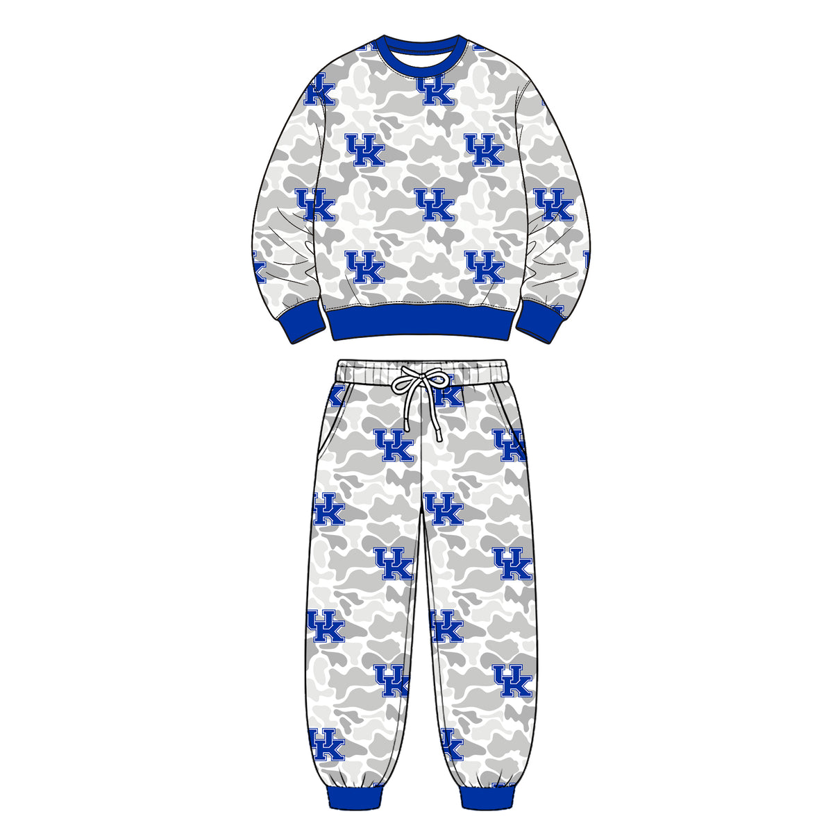 (Custom Design Preorder MOQ 5 Each)Teams Logo Camo Print Long Sleeve Top Pockets Pants Boys Clothes Set Brothers Wear