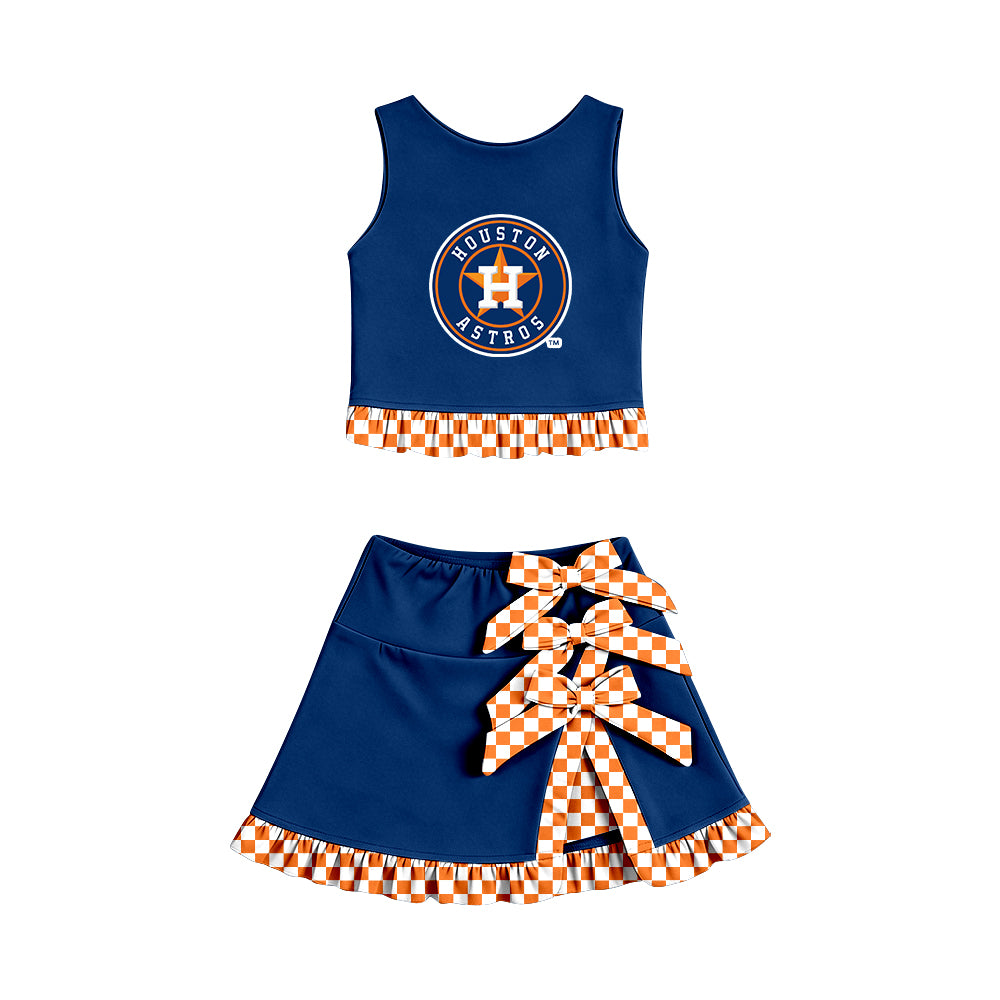 (Custom Design Preorder MOQ 5) Sport Teams Houston Tank Top With Skirt Yoga Outfit