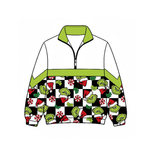 6.25 Preorder Kids Christmas Green Face Half Zip Pullover