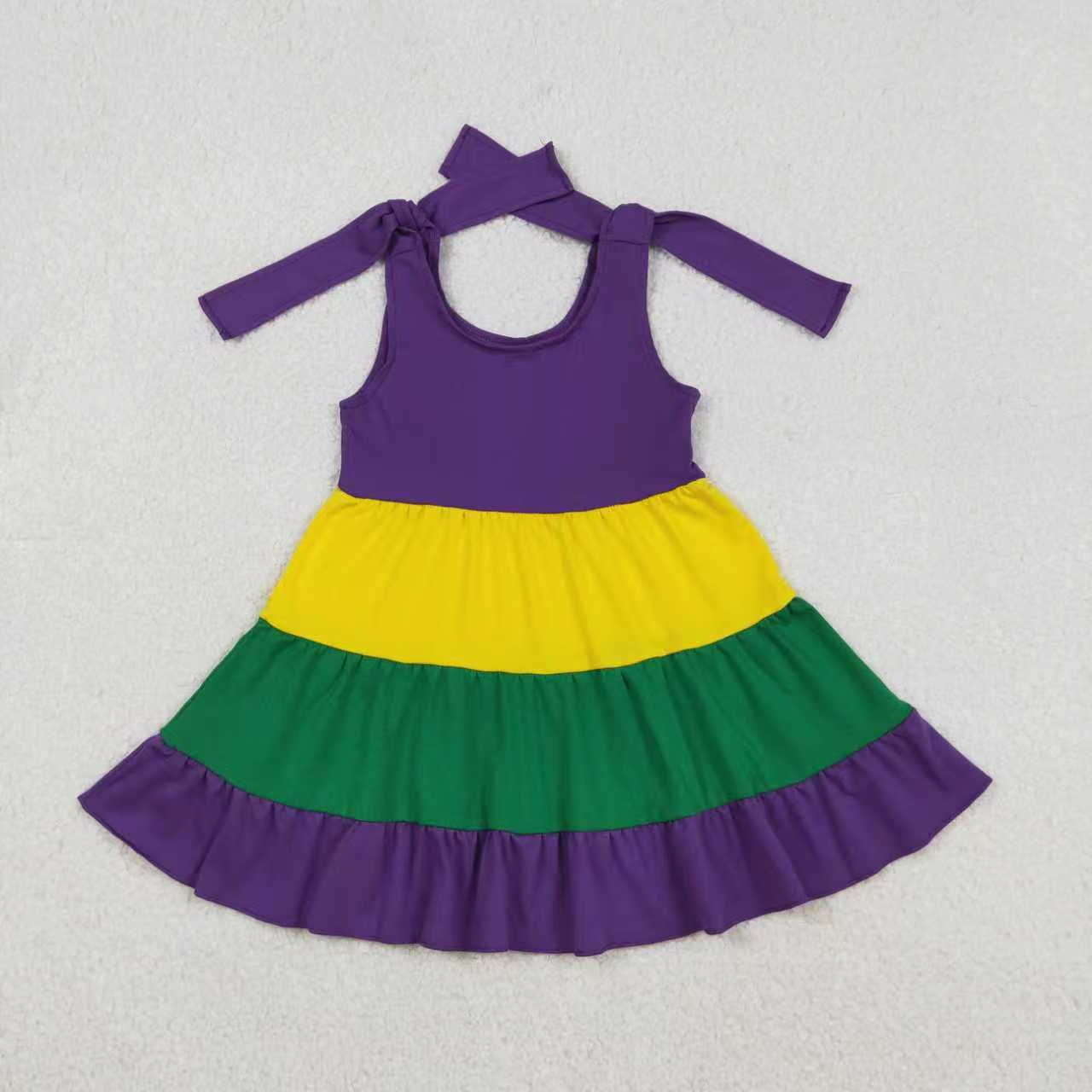 Sibling Baby Kids Mardigras Polo Shirts Knee Length Dresses