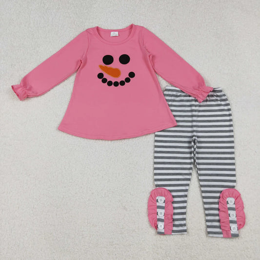 Sibling Baby Boys Girls Embroidery Snowmen Top Stripe Leggings Pants Christmas Clothes Sets