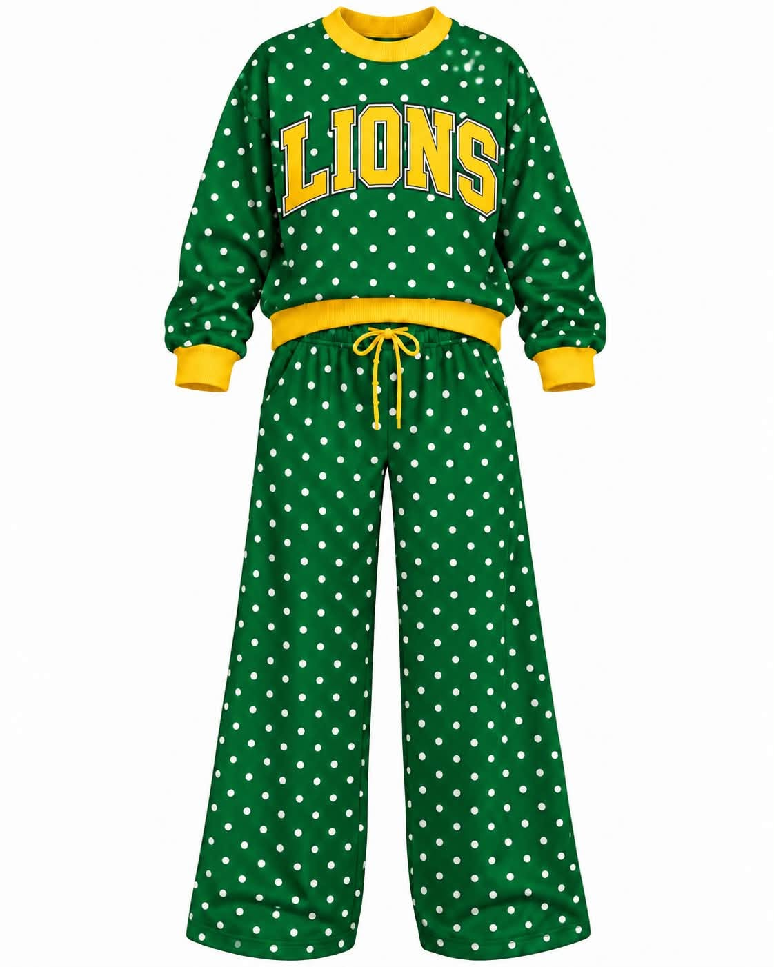 Preorder( 5  MOQ) Baby Girls Lions Green Polka Dot Outfit