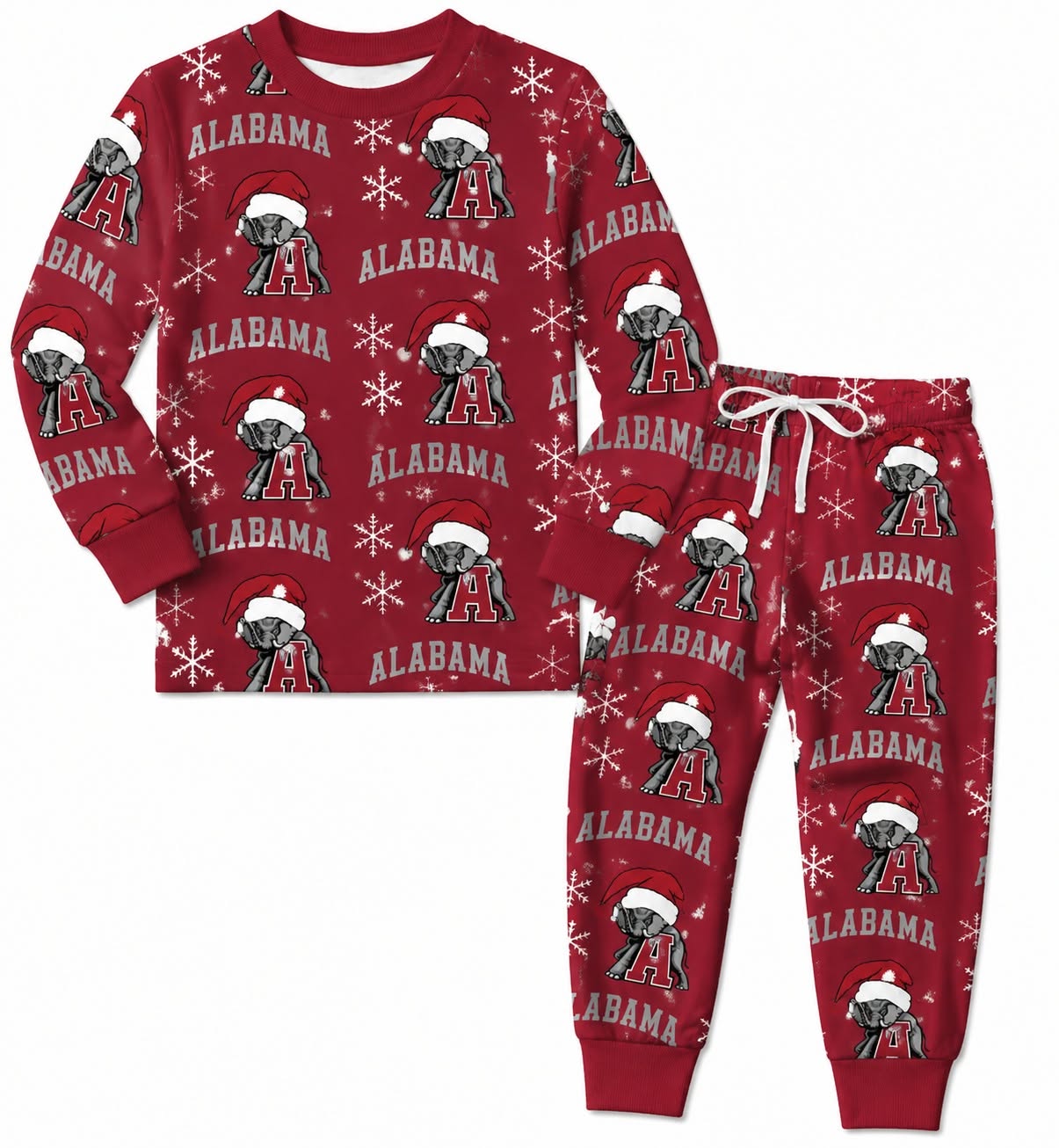 (Custom Design Preorder MOQ 5) Teams Alabama Print Kids Christmas Pajamas Clothes Set