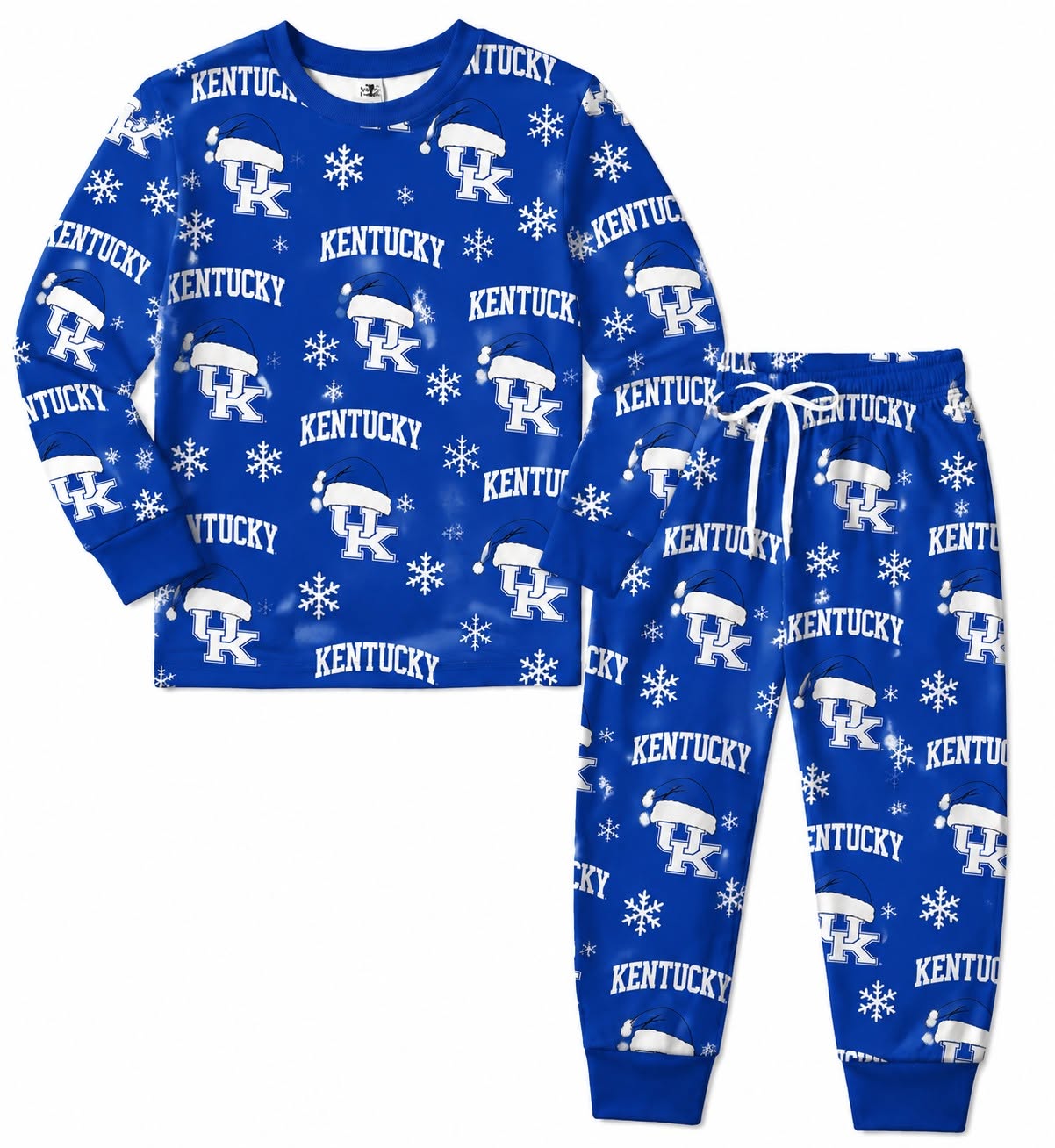(Custom Design Preorder MOQ 5) Teams Kentucky Print Kids Christmas Pajamas Clothes Set