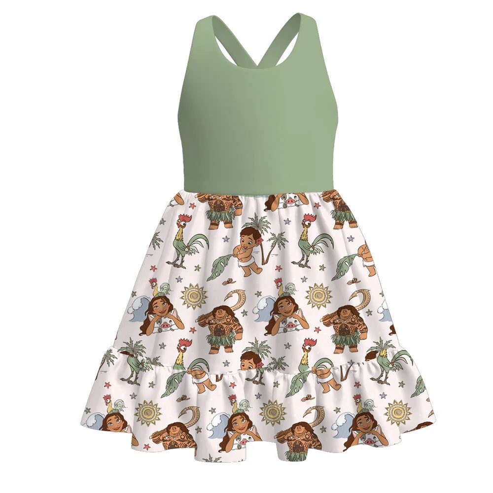 (Custom Design Preorder MOQ 5) Cartoon Princess Girls Strap Dress