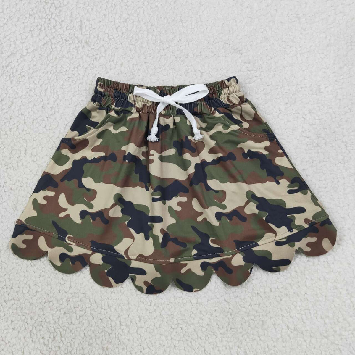GLK0303 Brwon Green Black Camo Baby Girls Scallop Bottom Skort