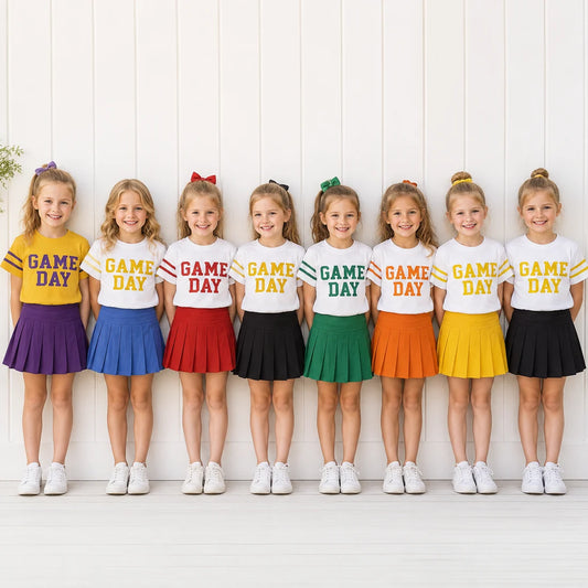 8 Colors Teams Game Day Top Skort Girls Summer Active Clothes Set Sisters Yoga Styles