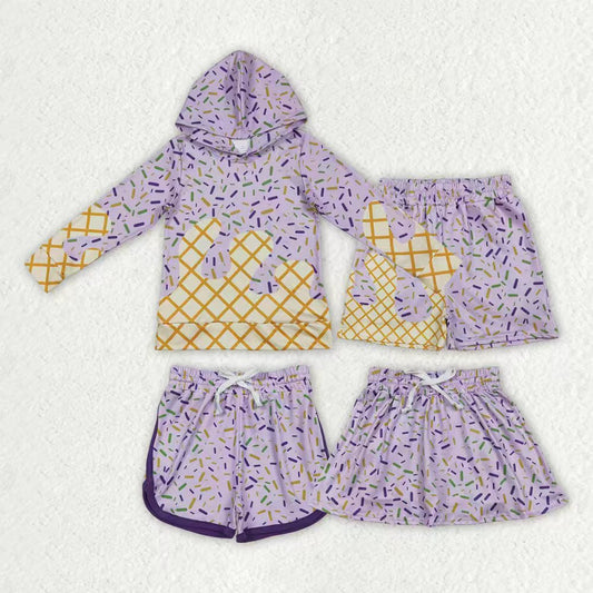 Sibling Baby Boys Girls Mardigras Sprinkles Drip Hoodies Shorts Skorts Bottom