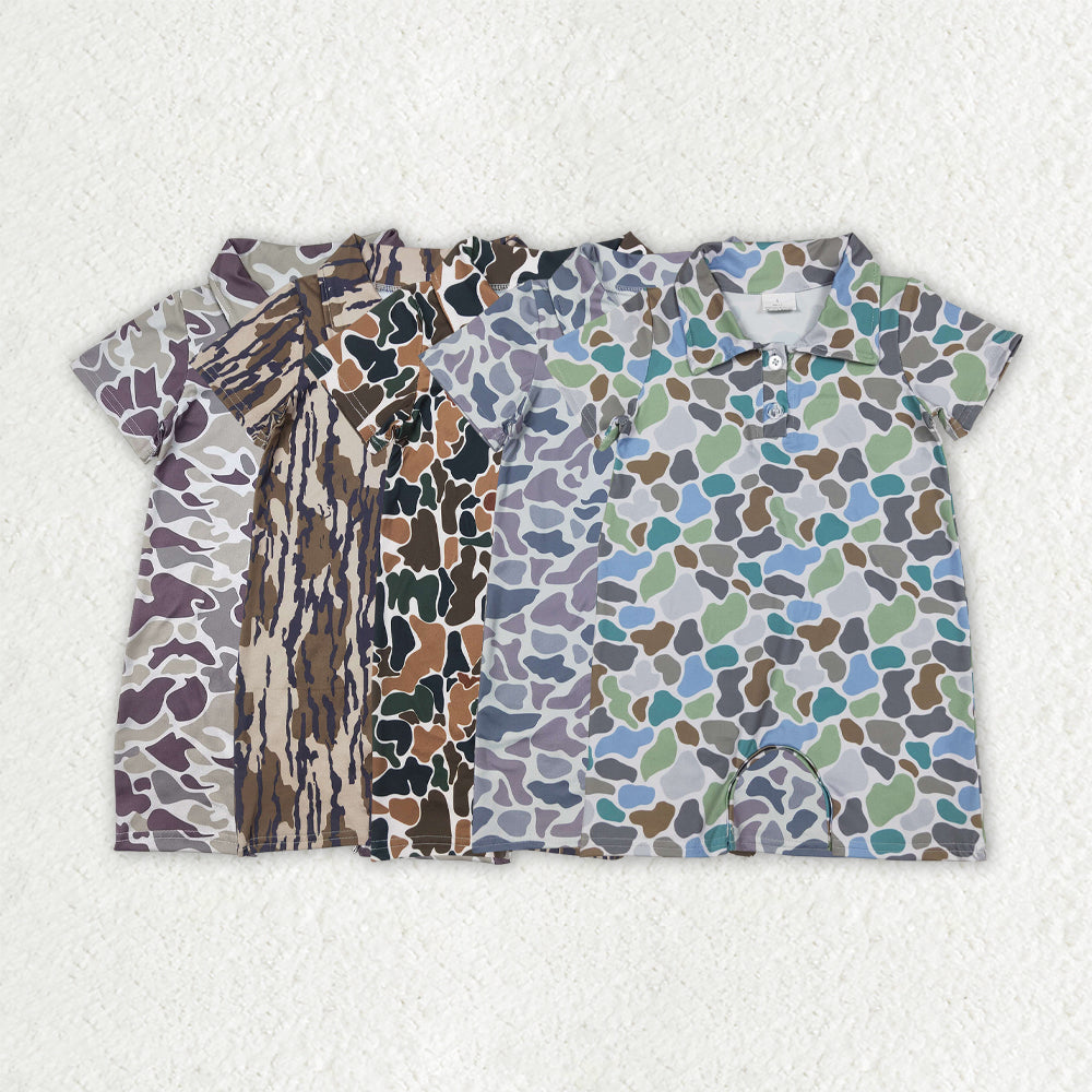 Baby Boys Sibling Hunting Camo Short Sleeve Shirt Romper