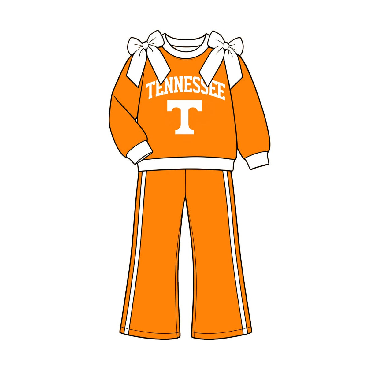 (Custom Design Preorder MOQ 5) Teams TENNESSEE Bows Top Pockets Pants Girls Clothes Set