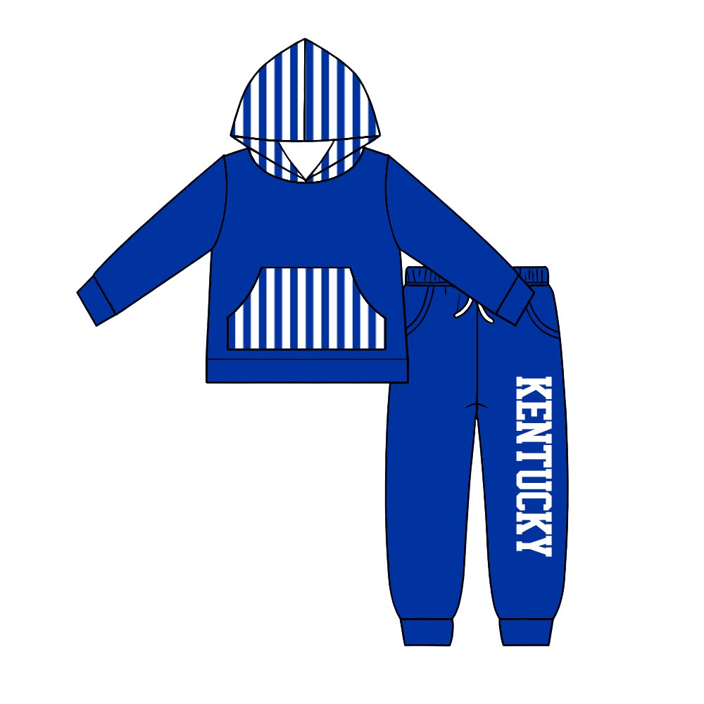 (Custom Design Preorder MOQ 5) Teams Hoodie Top KENTUCKY Pockets Pants Kids Clothes Set