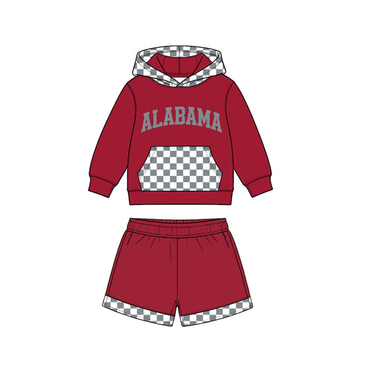 (Custom Design Preorder MOQ 5) Teams ALABAMA Hoodie Top Pockets Shorts Kids Clothes Set