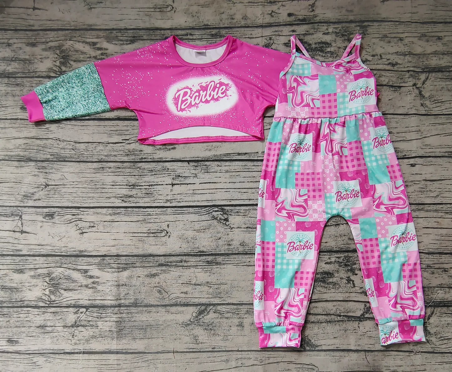 Baby Girls Bar Green Doll 2pcs Jumpsuits Clothes Sets
