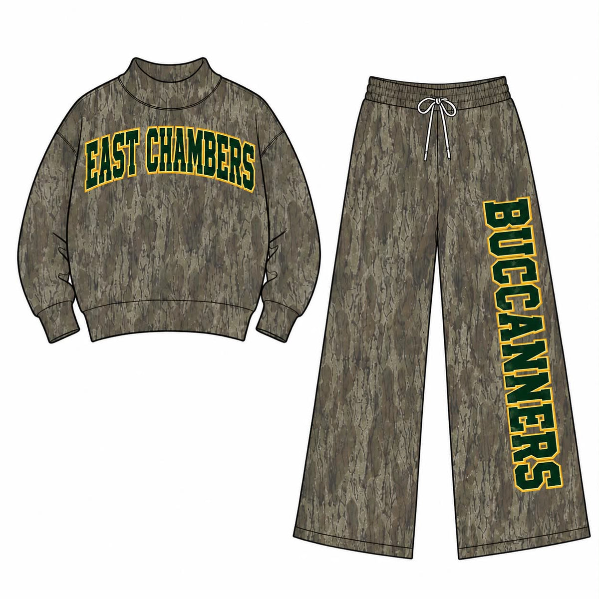 (Custom Design Preorder MOQ 5 Each) EAST CHAMBERS Mock Necks Top BUCCANNERS Pockets Pants Girls & Woman Clothes Set