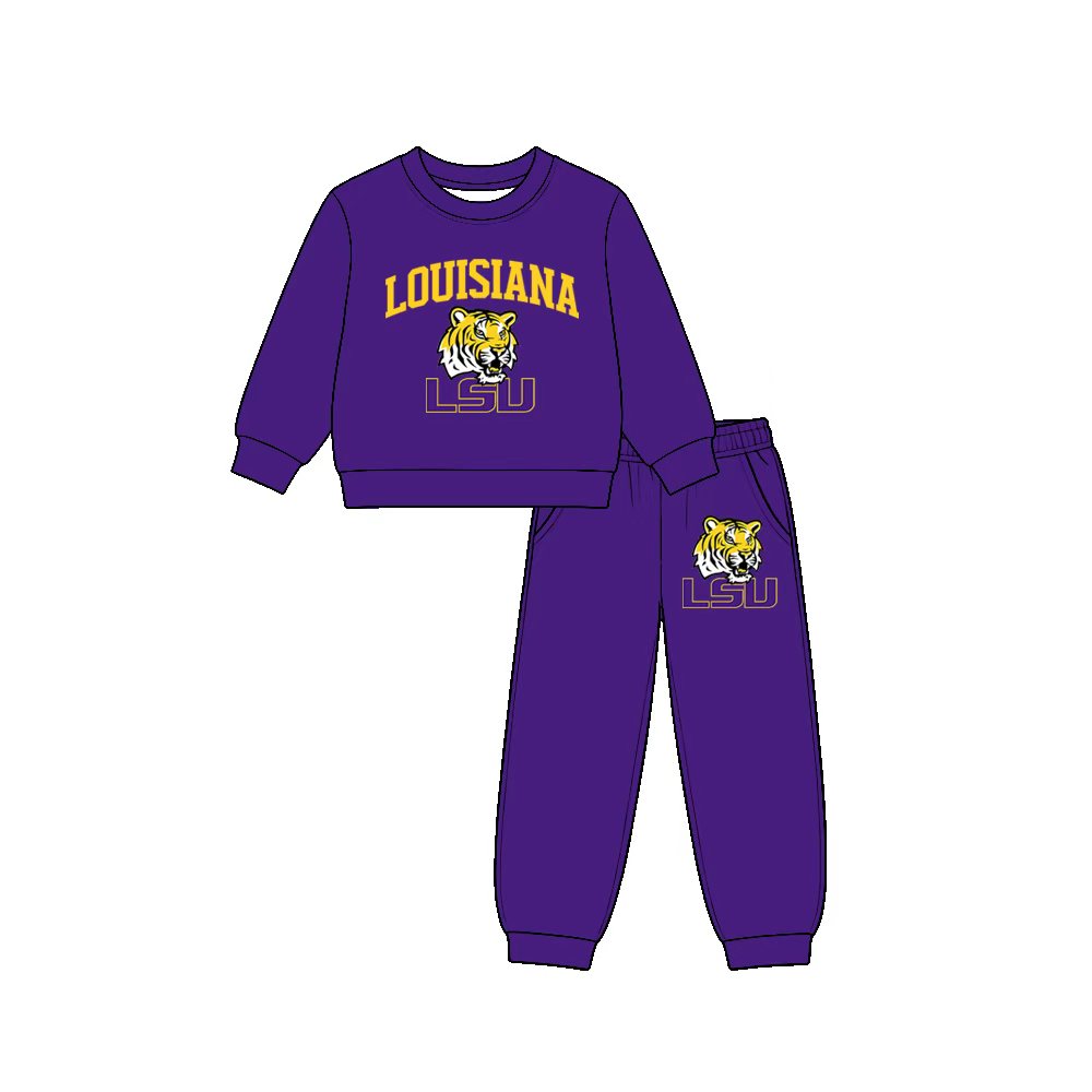 (Custom Design Preorder MOQ 5 Each)Teams Logo Print Long Sleeve Top Pockets Pants Boys Clothes Set Brothers Wear