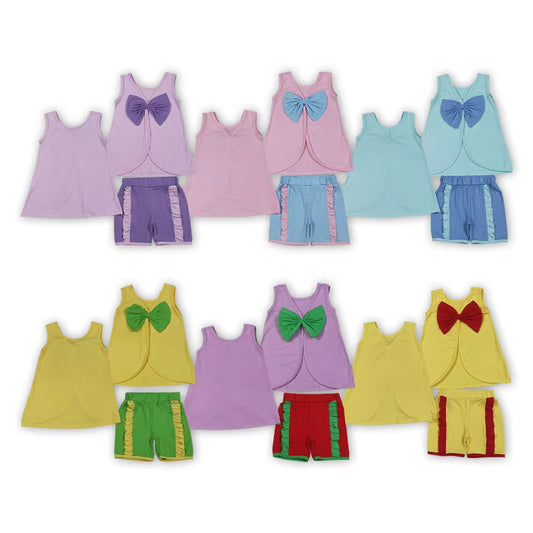 Sibling Baby Girls Princess Tank top +Ruffle Shors Outfit
