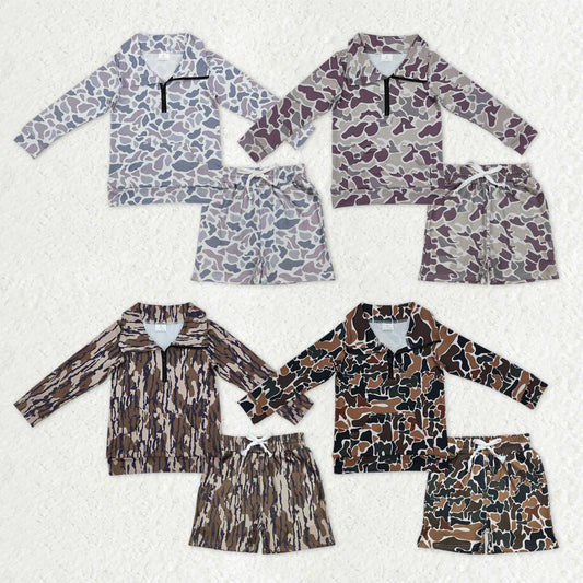 Sibling Baby Boys Southern Camo Zipper Pockets Pullovers Pockets Shorts Outfit