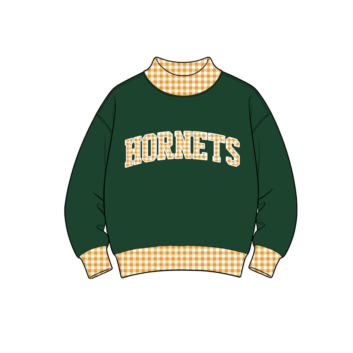 Preorder (5 MOQ)  Adult women Gingham Hornets Long Sleeve Top