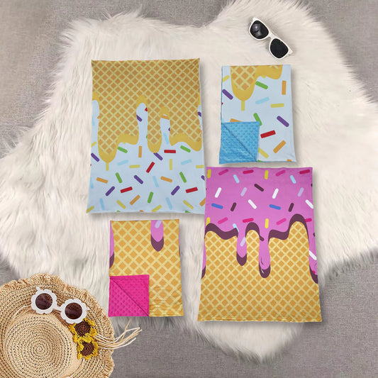 Baby Toddler Sibling Ice Cream Drips Minky Blankets