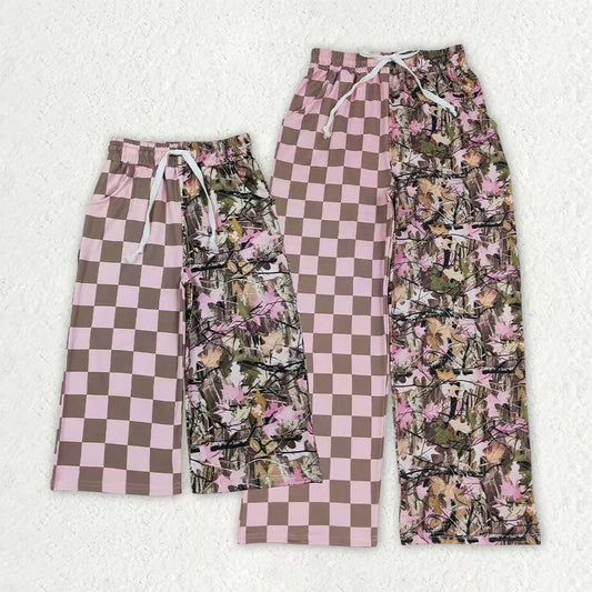 Mommy and Me  Camo Pink Checked Patch Wide Leg Pants