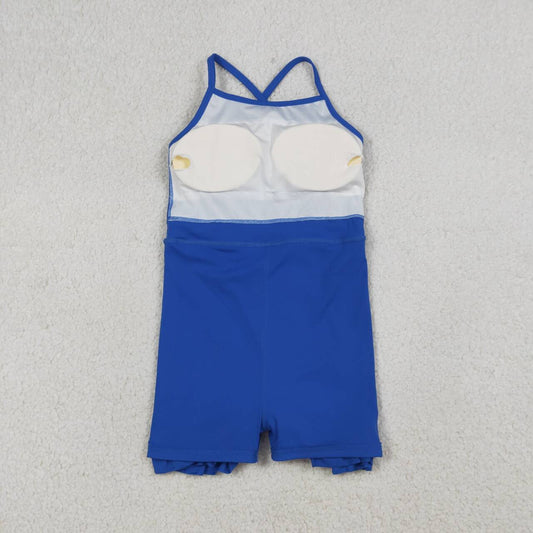 S0551 Baby Girls Strap Royalblue Yoga Active Knee Length Dress