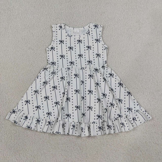Black Bows Sleeveless Dress For Girls