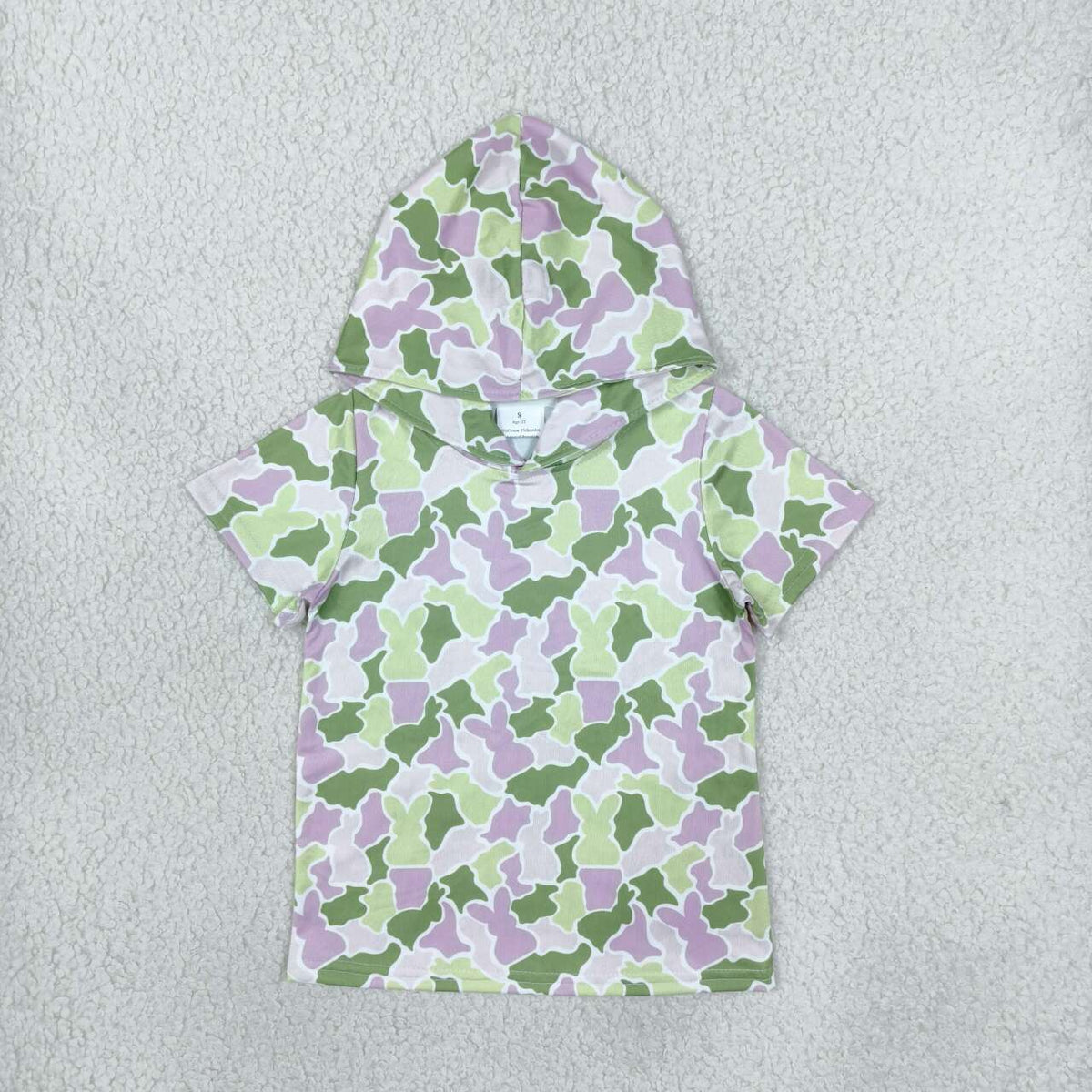 Baby Boys Easter Pink Bunny Green Camo Short Sleeev Hoodie Top