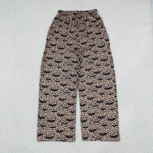 P1129 Adult Leopard Bat Woman Halloween Wide Straight Pants