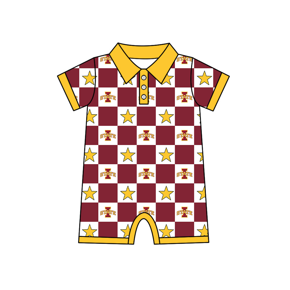 (Custom Design Preorder MOQ 5 Each Item) Teams Iowa State Cyclones Bows Wine Plaid Print Kids Clothes Sibling & Family Matching Styles