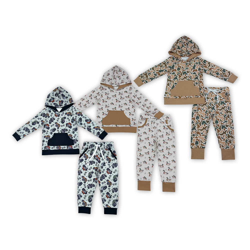 Sibling Kids Boys Long Sleeve Pocket Hoodie Top Jogger Pants Outfit