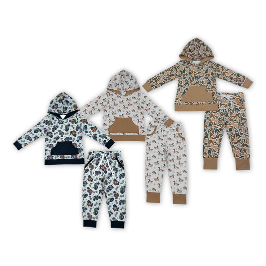 Sibling Kids Boys Long Sleeve Pocket Hoodie Top Jogger Pants Outfit