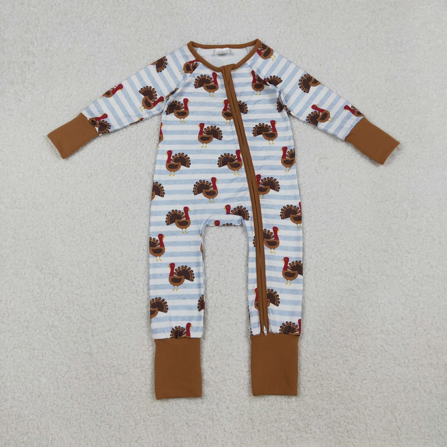 Mama and Me Thanksgiving Turkey Pajamas Pants Bottom Zipper Footie Rompers