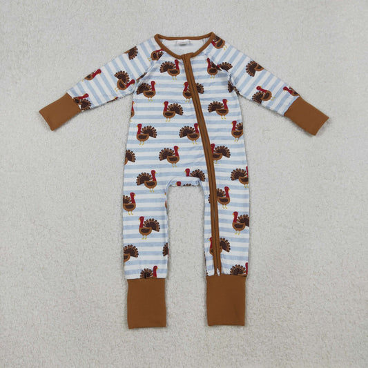 Mama and Me Thanksgiving Turkey Pajamas Pants Bottom Zipper Footie Rompers