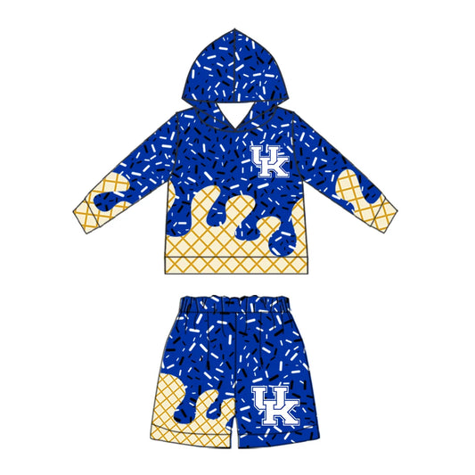 (Custom Design Preorder MOQ 5) Baby Boys Sprinkles Kentucky Hoodie Short Team Clothes Sets