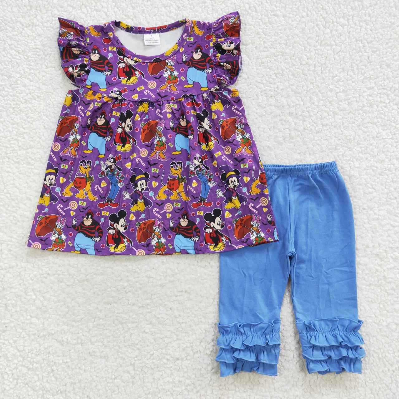 A16-9-1 Cartoon Mouse  Print Girls Halloween Clothes Set