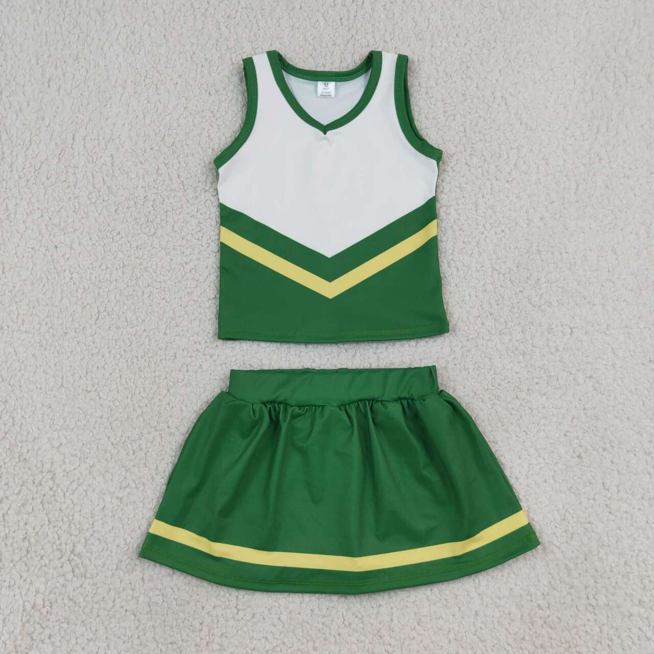 GSD4238 Teams Green Yellow Active Tank Top + Skort Girls Yoga Clothes Set