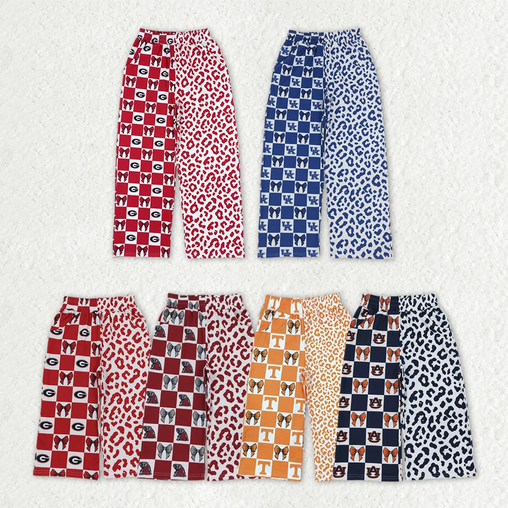 Mommy and Me Sport Team Logo Leopard Pocket Wide Leg Pants
