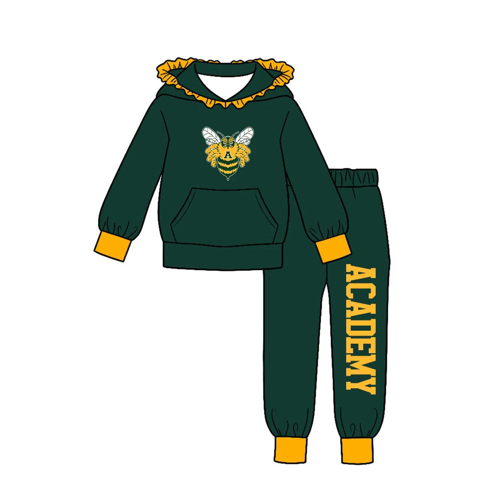 (Custom Design Preorder MOQ 5) Teams Academy Bee Hoodie Top Pockets Pants Woman Yoga Clothes Set