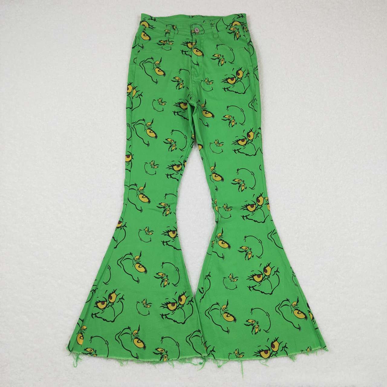 Adult Green Frog denim bell bottom jeans woman Christmas pants   P0323