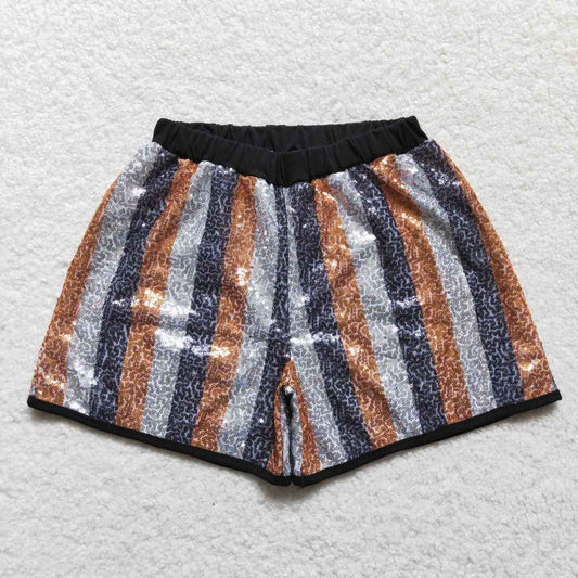 SS0120 Gold Black Stripes Woman Sequins Mardi Gras Shorts
