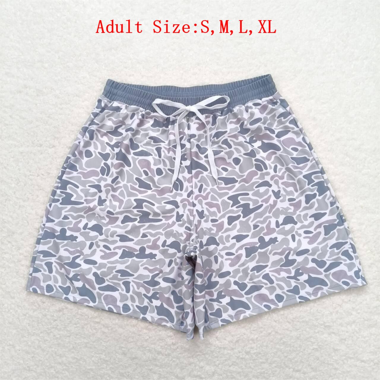S0404 Grey Camo Print Pockets Man Swim Trunks