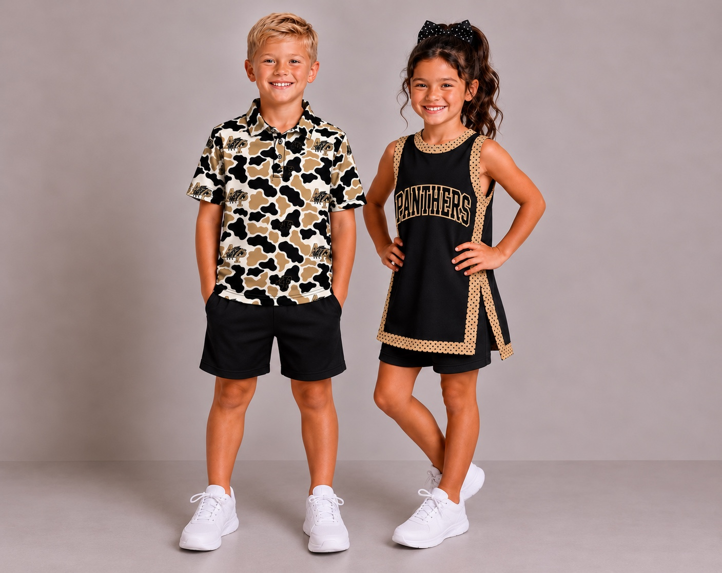 (Custom Design Preorder MOQ 5)  Teams Anahuac Panthers Camo Print Boys Girls & Man Clothes Family Matching Wear