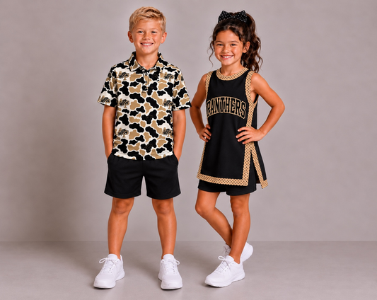 (Custom Design Preorder MOQ 5)  Teams Anahuac Panthers Camo Print Boys Girls & Man Clothes Family Matching Wear