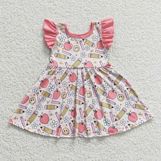 Baby Girls Back to School Apple Pen Twirl Dress